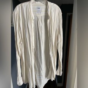Zara White Flowy Shirt